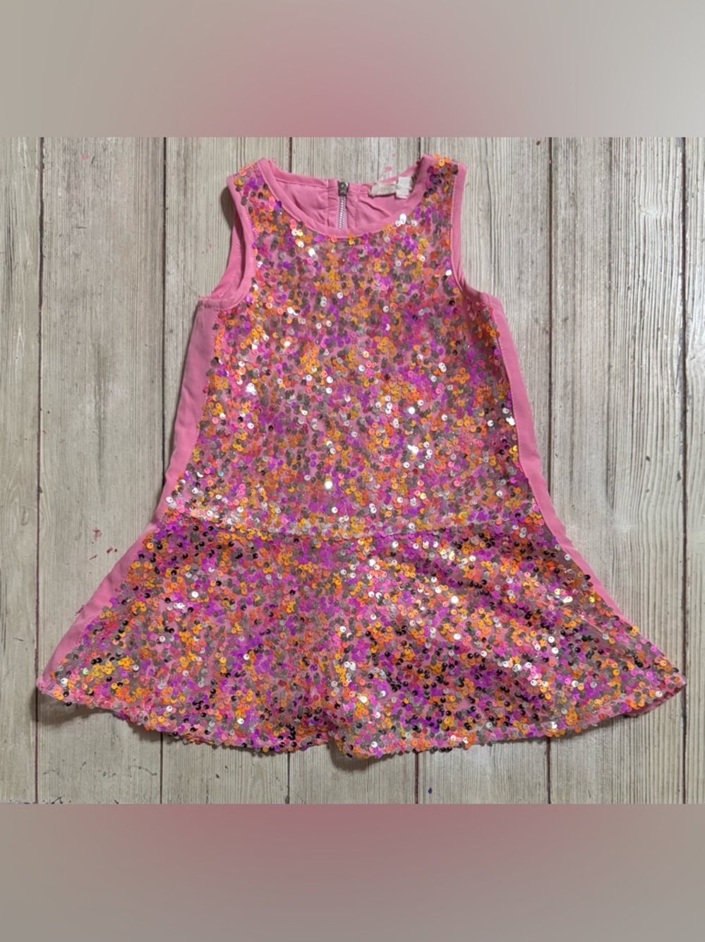 Hannah Banana pink & orange sequin dress Girls size 4